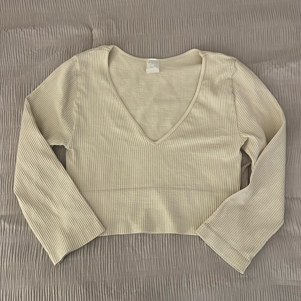 Ribbed Cream Crop Top